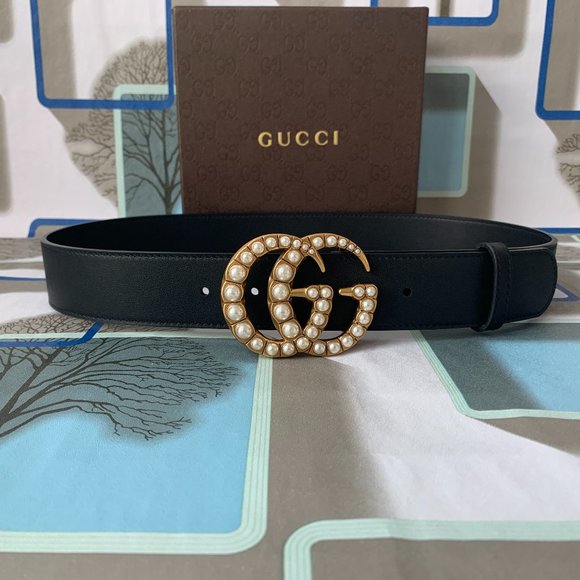 Leather belts with pearl double G buckle Accessories